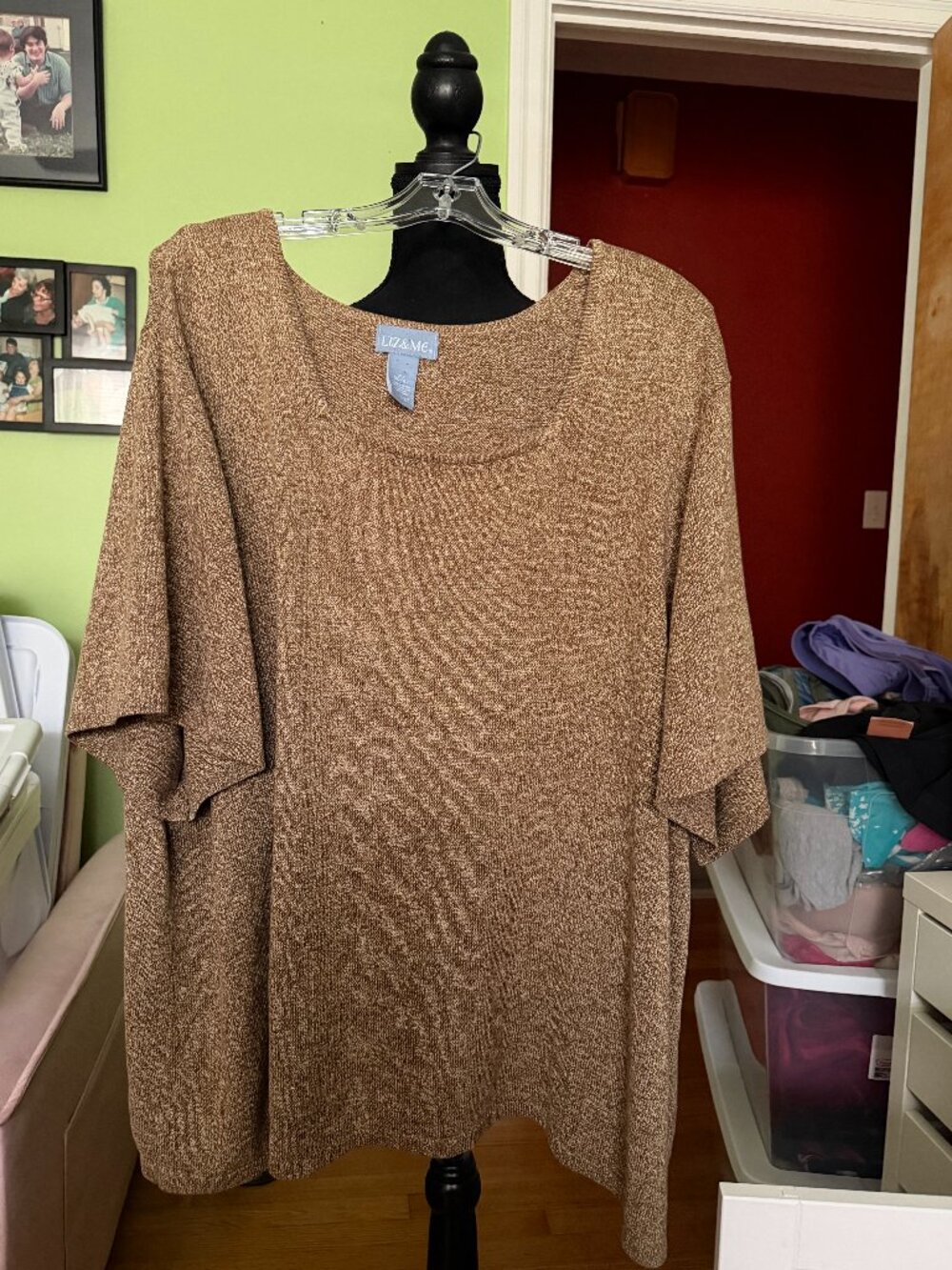 Liz & Me 4X (30/32) Brownish Short Sleeve Sweater Top